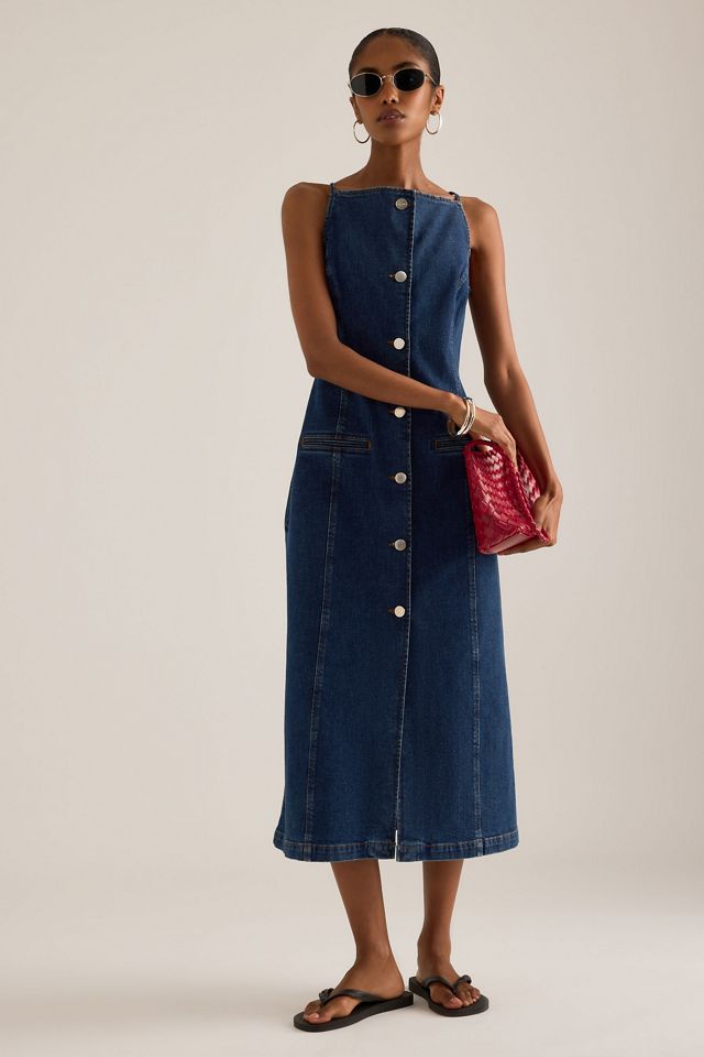 ALIGNE Santigo Square-Neck Button-Front Denim Midi Dress #2