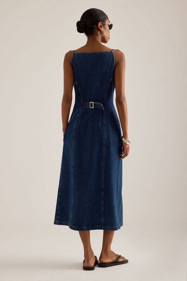 ALIGNE Santigo Square-Neck Button-Front Denim Midi Dress #5