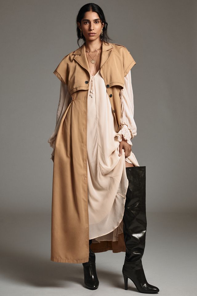 beige trench dress Trench Maxi Dress – Haute'Couture ct main image 0