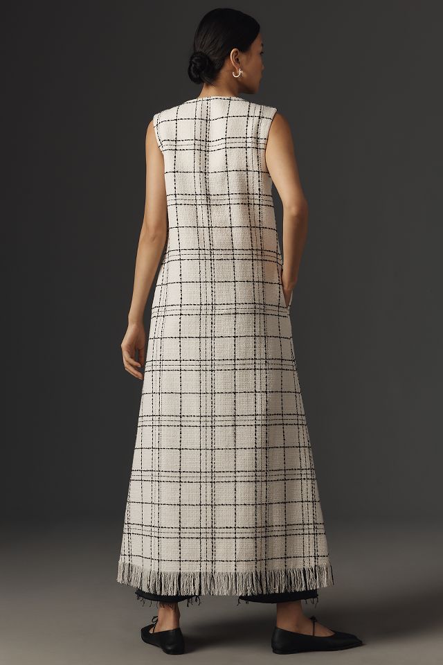 Mehtap Elaidi Asymmetrical Sleeveless Tweed Vest Midi Dress #1