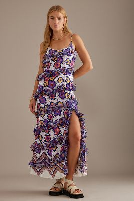 Celia B Hum Ruffle Maxi Dress In Purple