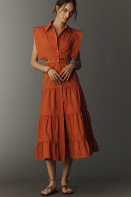 Lucero Tiered Sleeveless Cotton Midi Dress