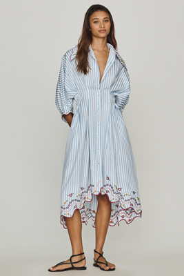 Celiab Caju Short Sleeve Shirt Dress In Blue