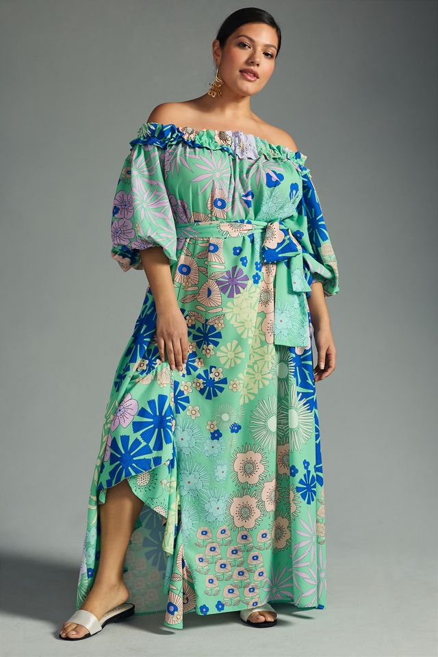 Oopscool Off-The-Shoulder Printed Dress #1