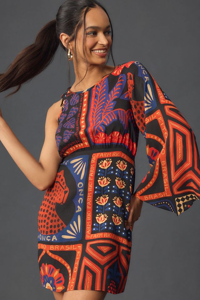 farm rio orange one shoulder mini dress Farm Rio Orange Flower Mini Dress