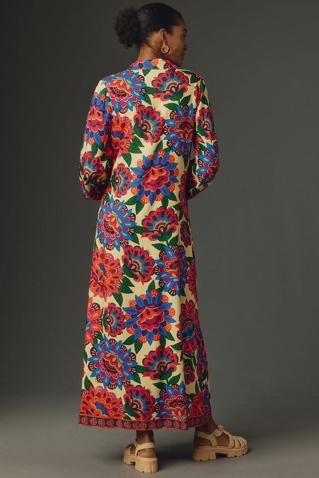 chinese dress ladies Farm Rio Garden Delight Long Sleeve Midi Dress