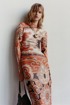 farm rio long-sleeve mock-neck a-line midi dress Pink Diamond Studded Short A Line Dress with Belt