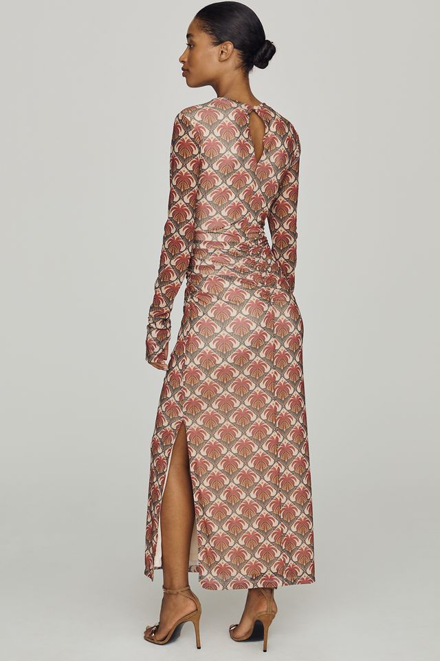 Farm Rio Long-Sleeve Mock-Neck Mesh Slim Midi Dress #2