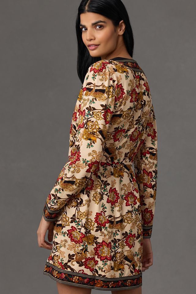 farm rio x anthropologie long-sleeve mini swing dress Farm Rio Deco Long-Sleeve Mini Dress
