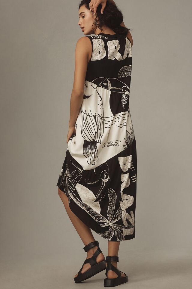 Farm Rio Tiered Graphic T-Shirt Midi Dress #1