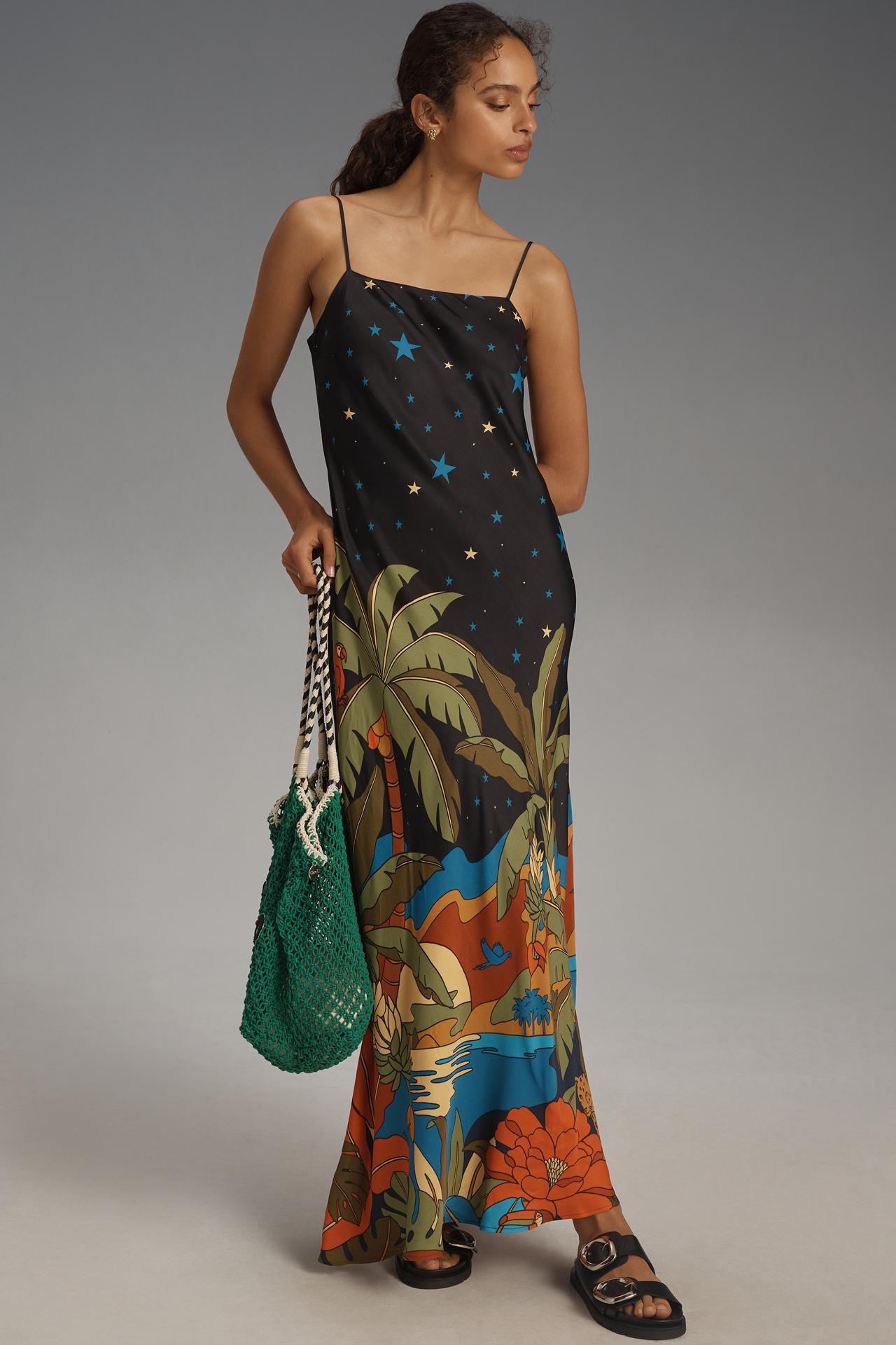 Farm Rio x Anthropologie Floral Maxi Slip Dress