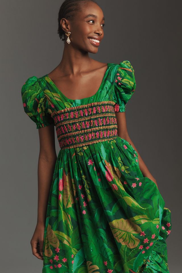 Farm Rio x Anthropologie Puff-Sleeve Smocked Maxi Dress #1