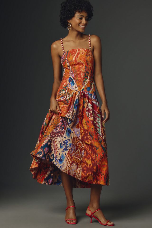 Farm Rio x Anthropologie 華やかプリント パフスリーブ ドレス Farm Rio x Anthropologie Sleeveless V-Neck A-Line Maxi Dress