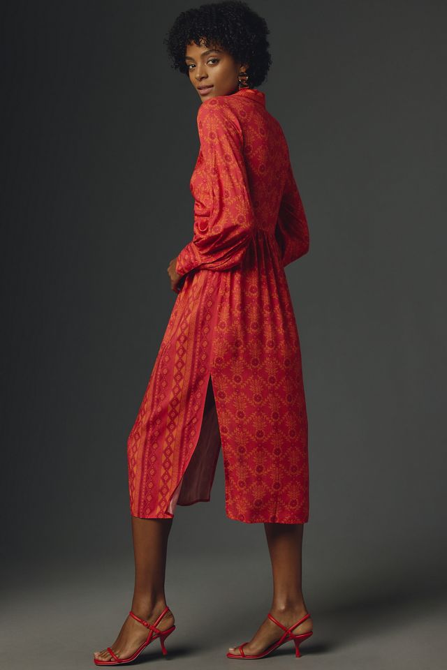 Farm Rio Long-Sleeve V-Neck Printed Midi Dress #2