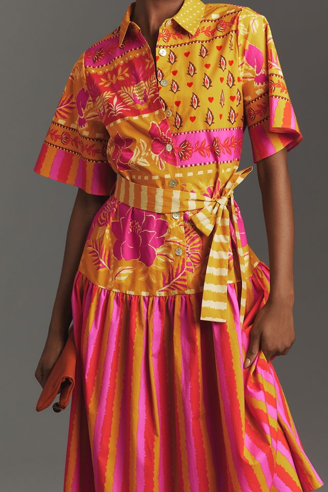 Farm Rio Tie-Waist Midi Shirt Dress | Anthropologie
