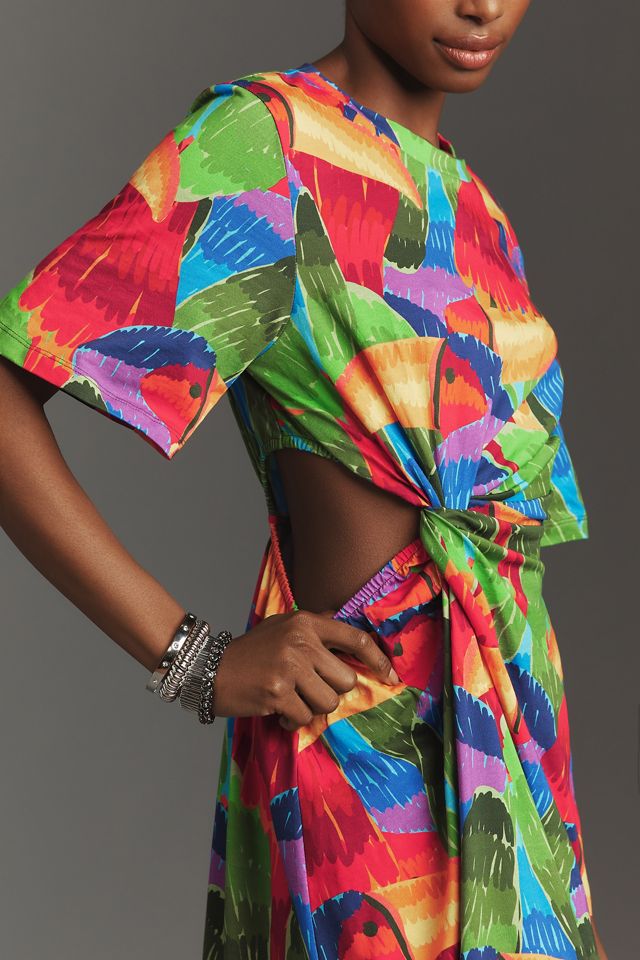 Farm Rio Short-Sleeve Cutout Midi Dress #1