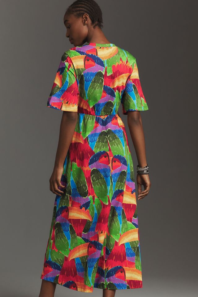 Farm Rio Short-Sleeve Cutout Midi Dress #2