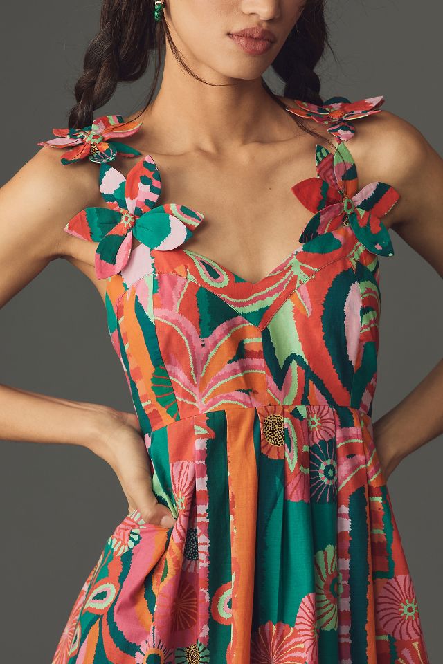 Farm Rio x Anthropologie Pleated Palm Midi Dress #1