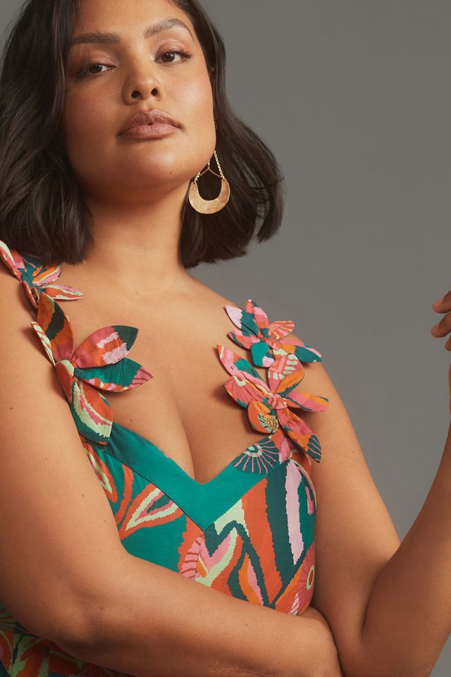 Farm Rio x Anthropologie Pleated Palm Midi Dress #6