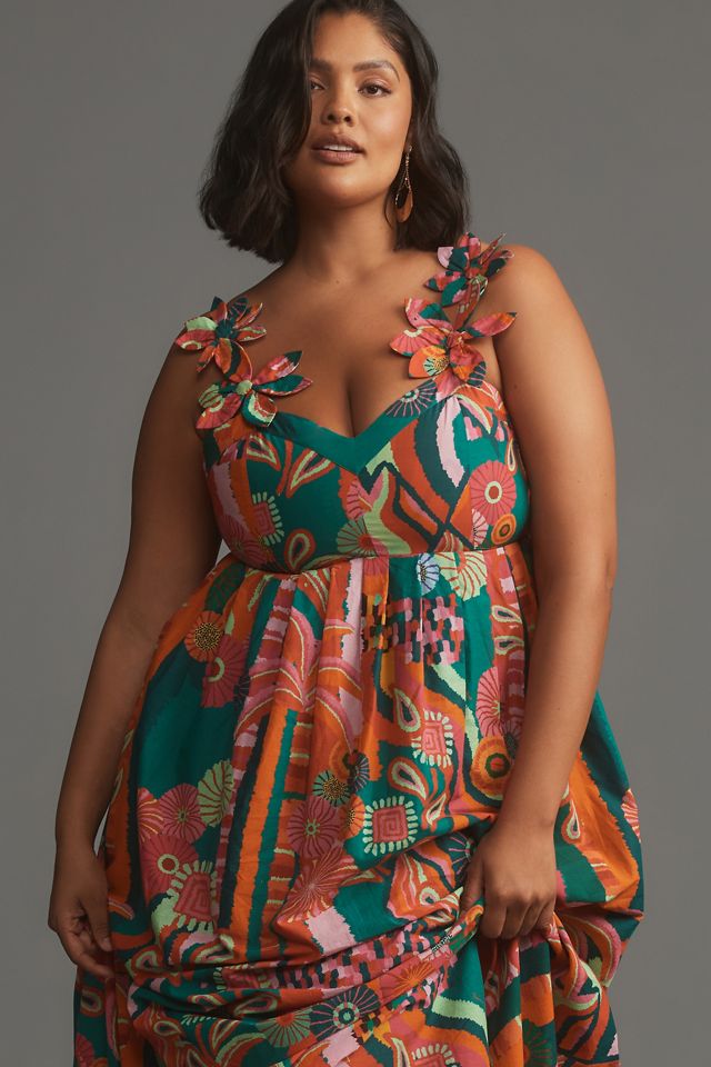 Farm Rio x Anthropologie Pleated Palm Midi Dress #7
