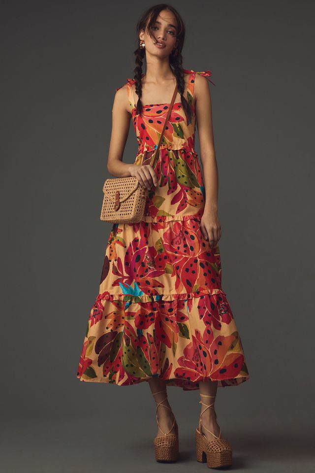 Farm Rio Sleeveless Tiered Maxi Dress | Anthropologie