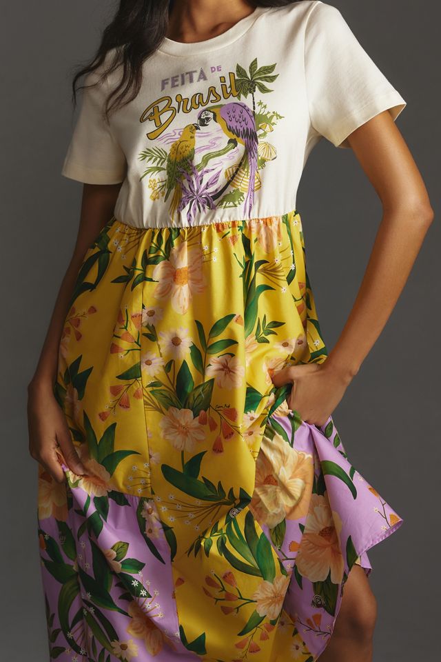 farm rio maxi shirt dress Farm Rio x Anthropologie Fringe T-Shirt Maxi Dress