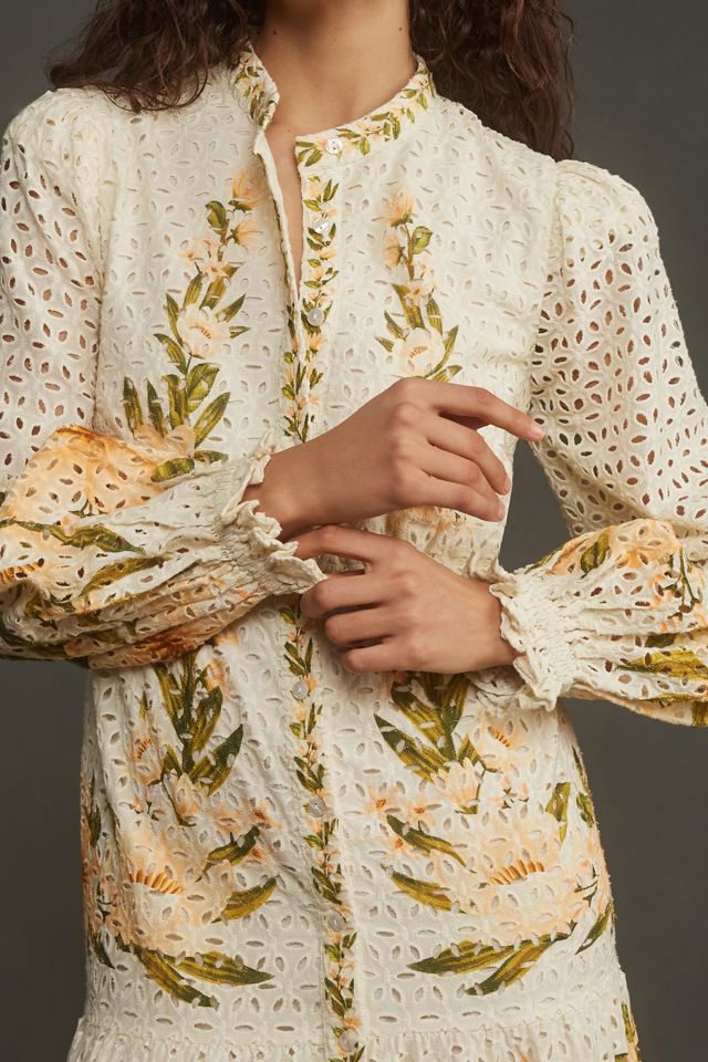 Farm Rio Long-Sleeve Floral Eyelet Maxi Dress #2