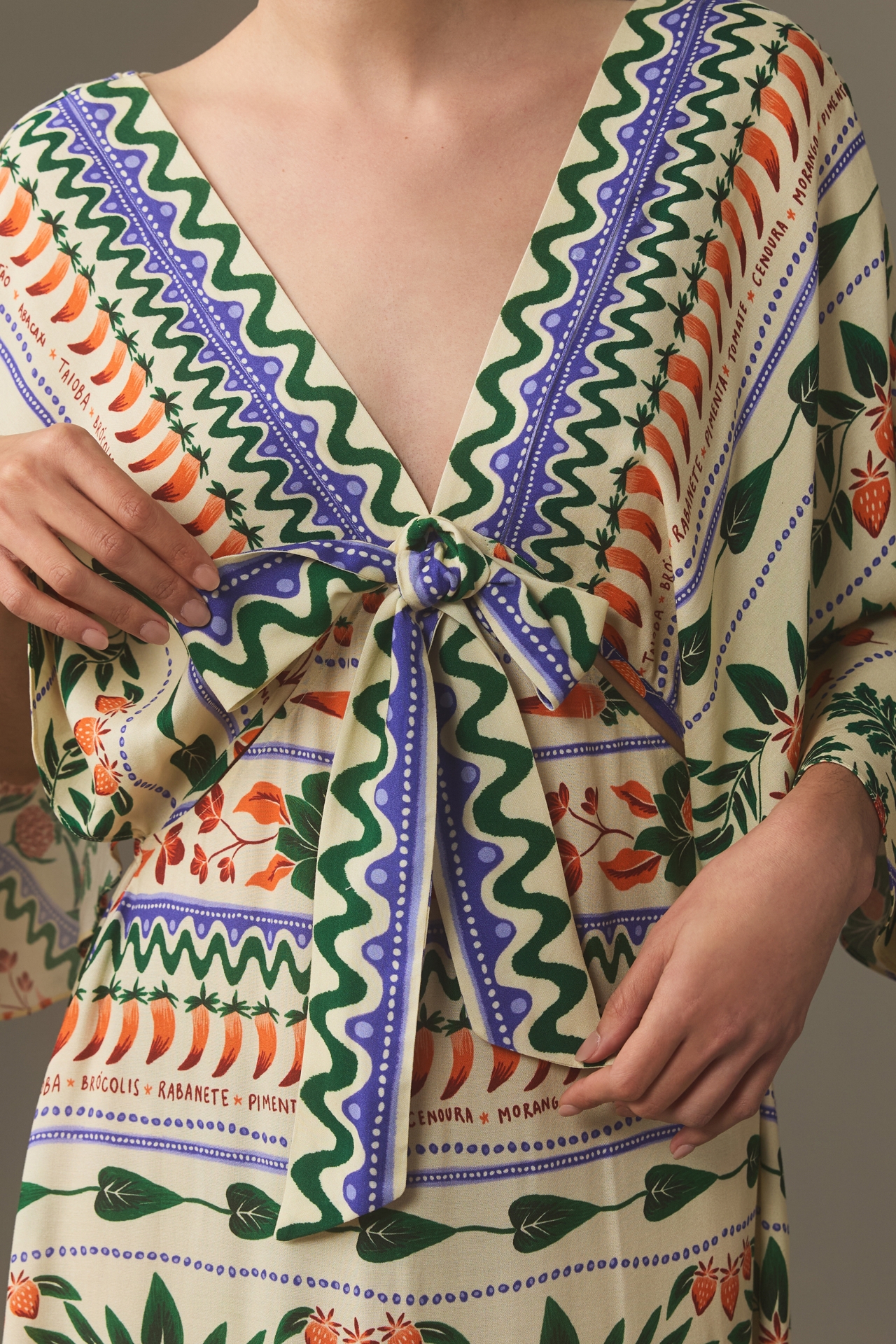 Farm Rio V-Neck Kaftan Maxi Dress