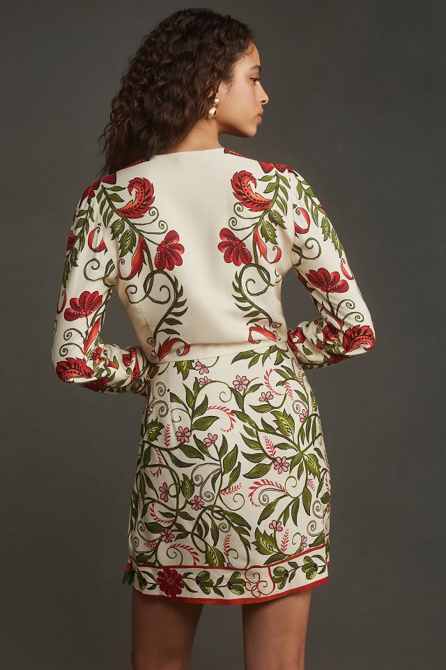 Farm Rio Long-Sleeve Printed Wrap Mini Dress | Anthropologie