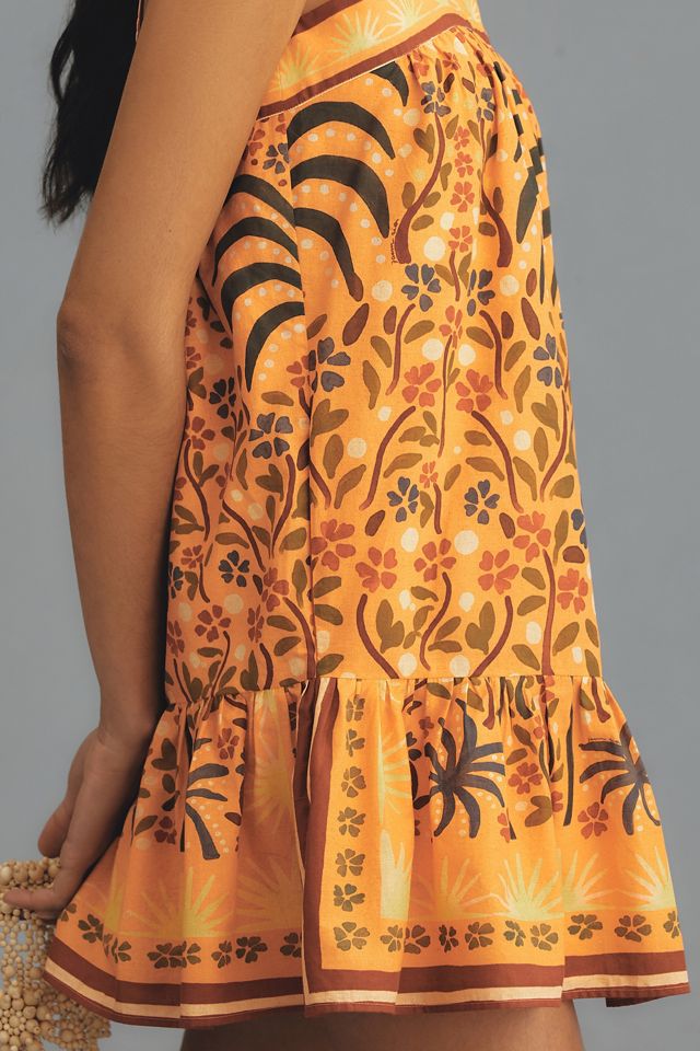 Farm Rio Sleeveless Square-Neck Shift Mini Dress