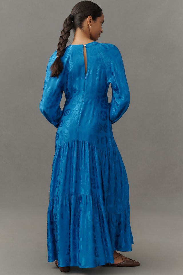 Farm Rio Long-Sleeve V-Neck Jacquard Maxi Dress #2