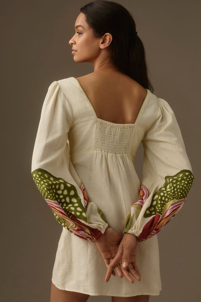 Farm Rio Sweetheart Floral Linen Slim Mini Dress Anthropologie