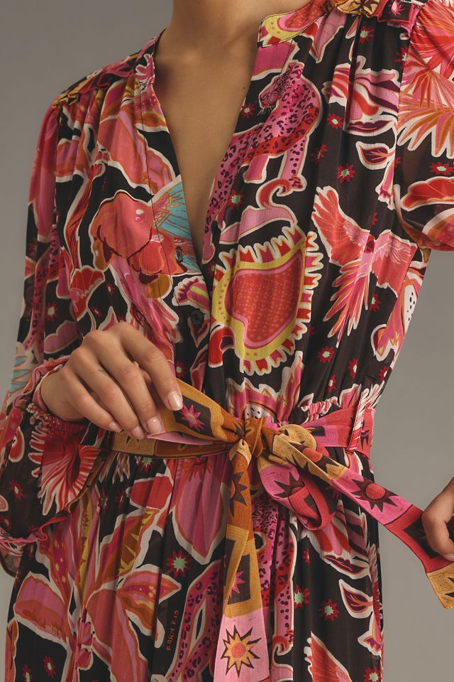Farm Rio Long-Sleeve Floral Tiered Maxi Dress #1
