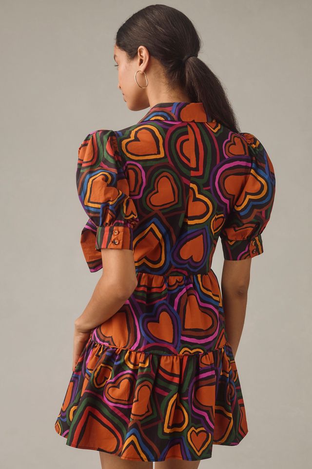 Farm Rio Short-Sleeve Bow-Front Mini Dress | Anthropologie