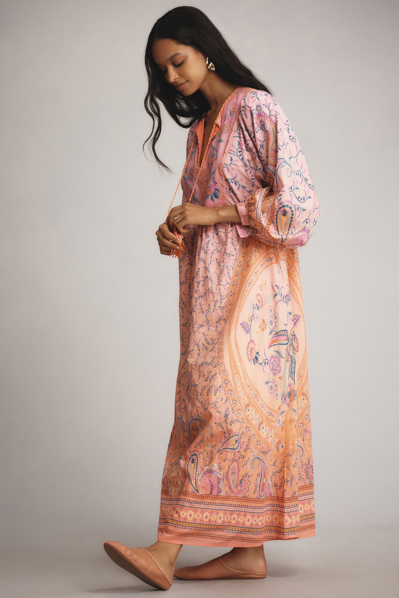 Farm Rio x Anthropologie Long-Sleeve Printed Maxi Dress