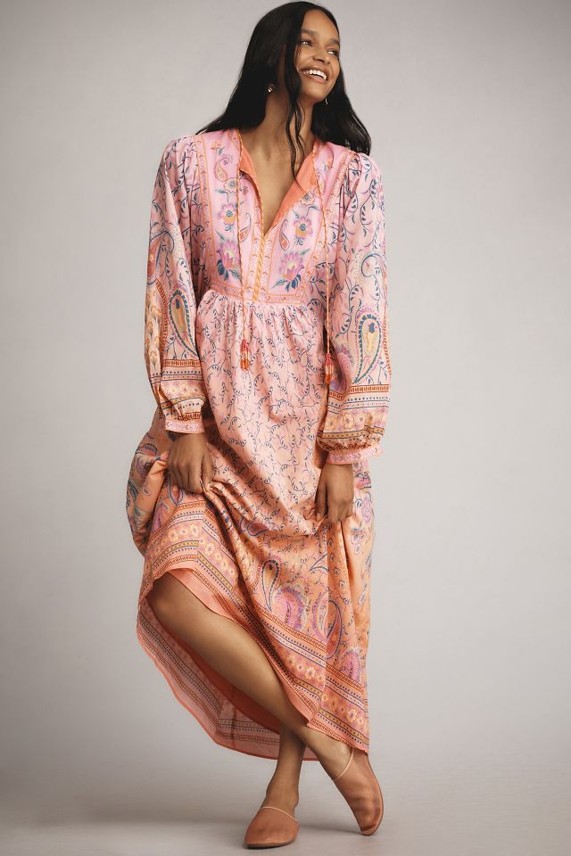 Farm Rio x Anthropologie Long-Sleeve Printed Maxi Dress | Anthropologie