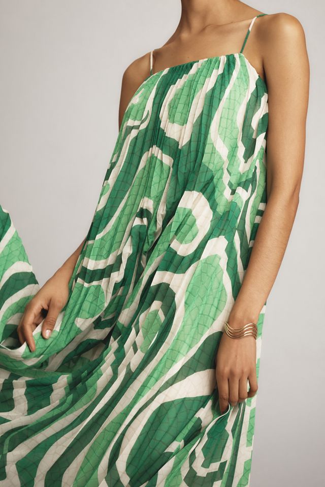 Farm Rio x Anthropologie Square-Neck Pleated A-Line Midi Dress ...