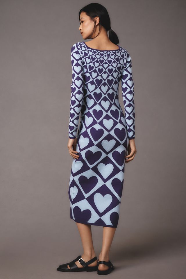 Farm Rio x Anthropologie Geo Heart Long-Sleeve Midi Sweater Dress #1