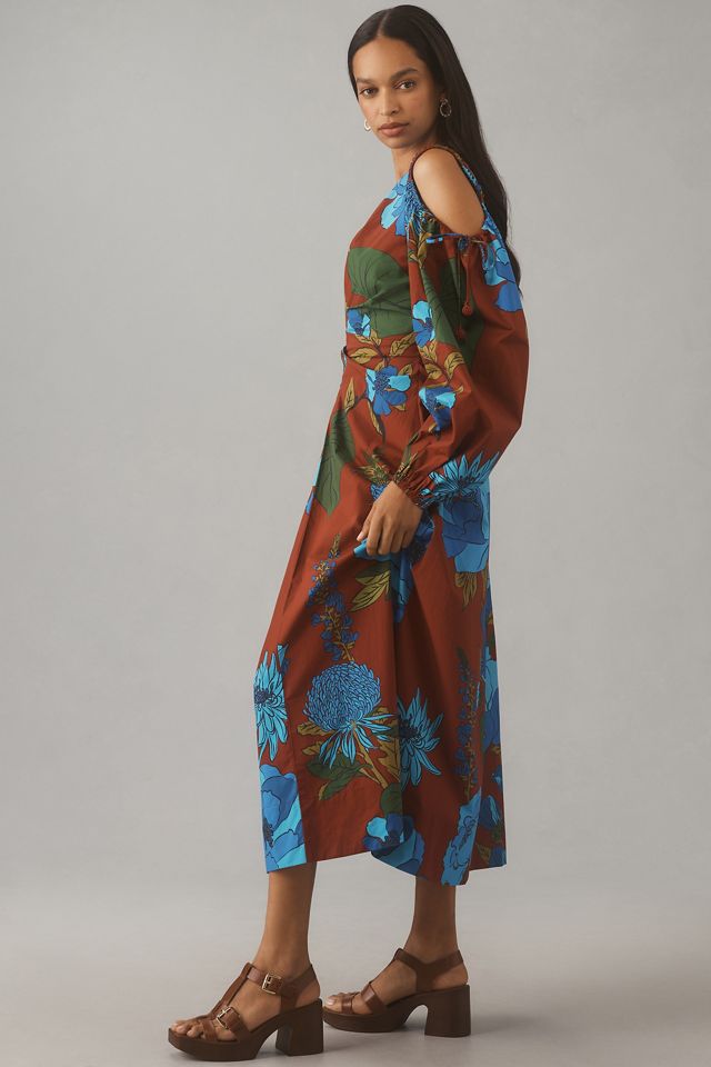 Robe midi à manches longues et col en V Farm Rio #3