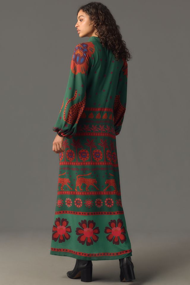 Farm Rio Long-Sleeve Maxi Shirt Dress #1