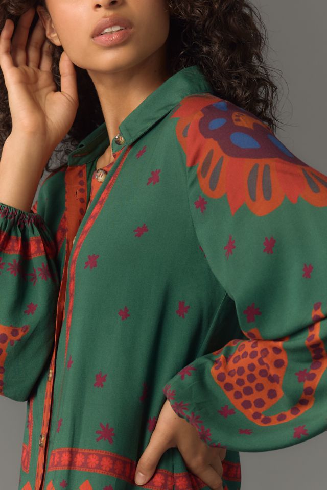 Farm Rio Long-Sleeve Maxi Shirt Dress #3