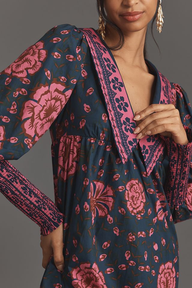 Farm Rio x Anthropologie Puff-Sleeve V-Neck Midi Dress | Anthropologie