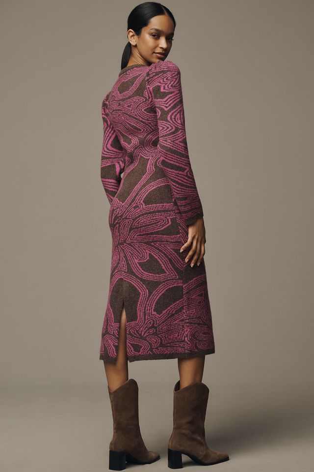 Farm Rio x Anthropologie Long-Sleeve Jacquard Printed Midi Dress #2