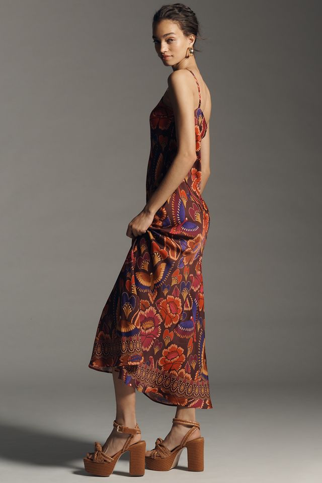 Farm Rio x Anthropologie Sleeveless Cowl-Neck Slip Midi Dress #3