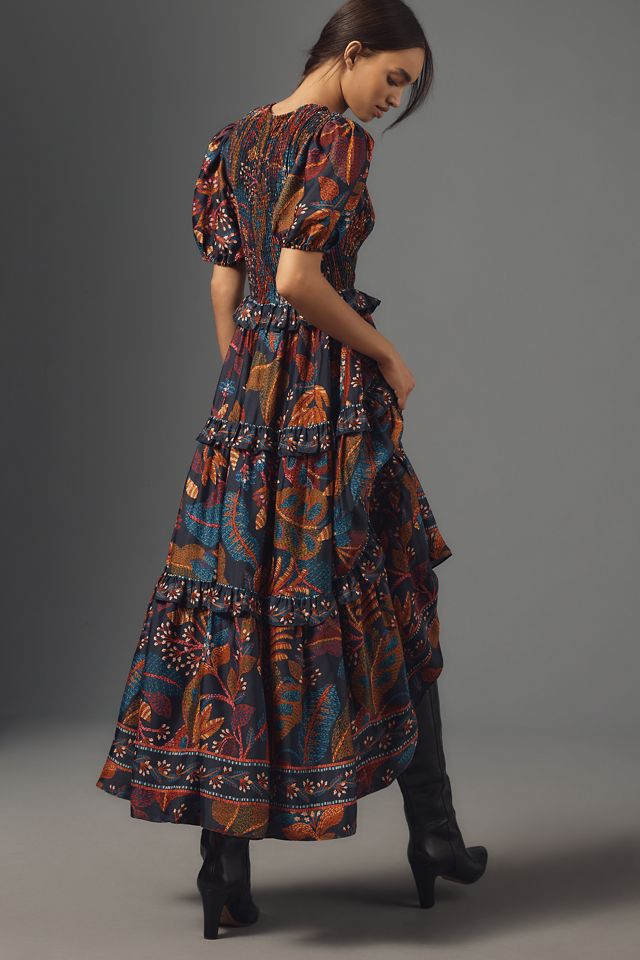 Farm Rio Short-Sleeve Crew-Neck Tiered A-Line Maxi Dress #1