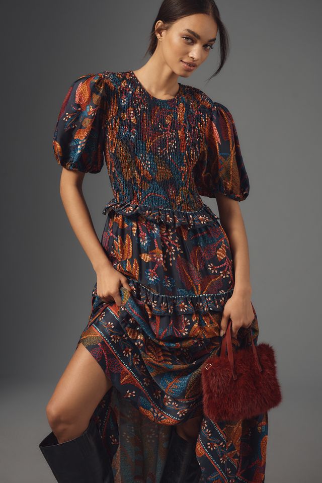 Farm Rio Short-Sleeve Crew-Neck Tiered A-Line Maxi Dress #2