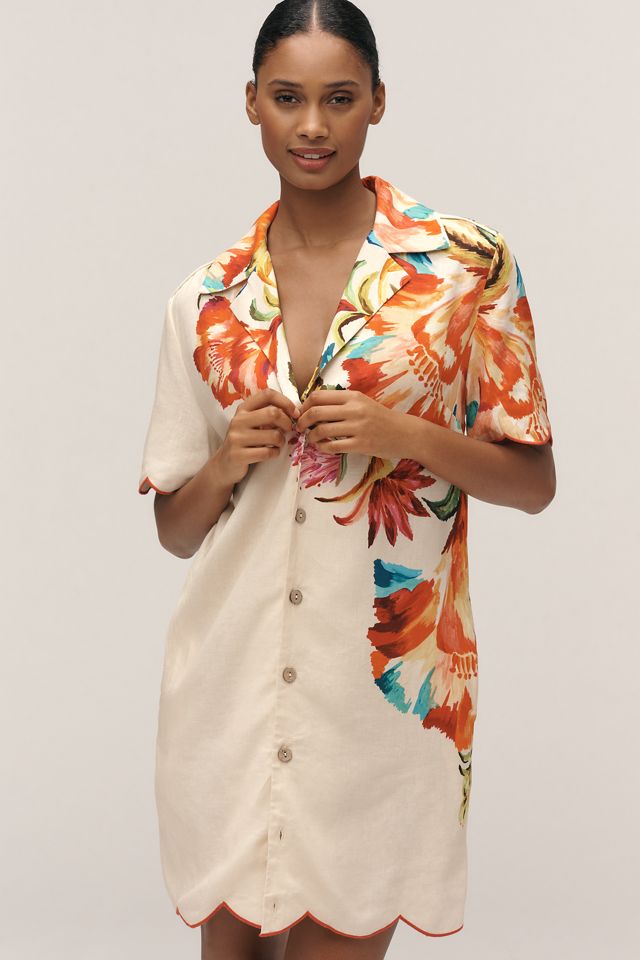 Farm Rio x Anthropologie Scalloped Shirt Dress | Anthropologie