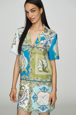Farm Rio x Anthropologie Scalloped Shirtdress | Anthropologie