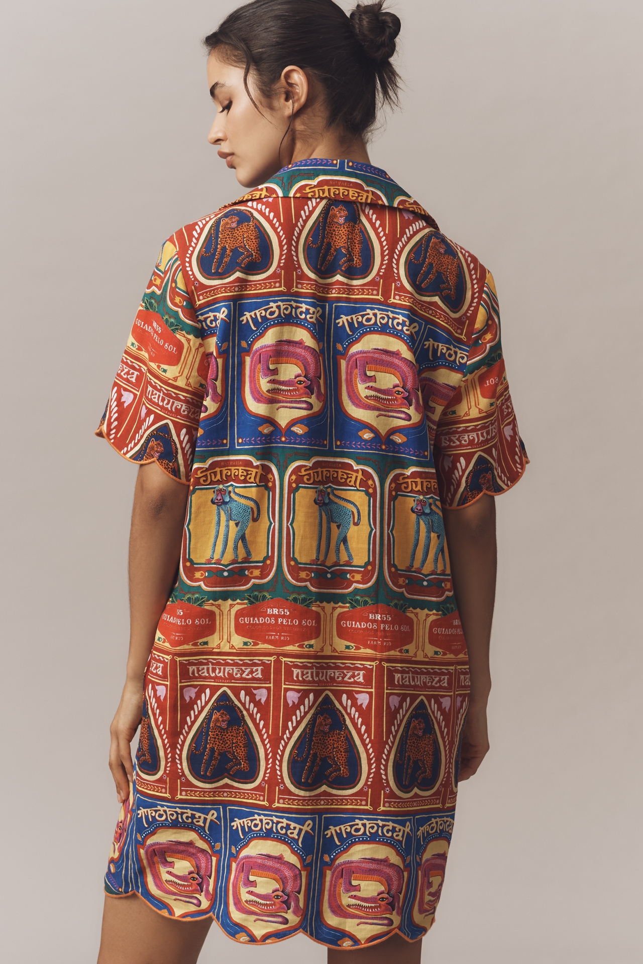 Farm Rio x Anthropologie Scalloped Shirt Dress