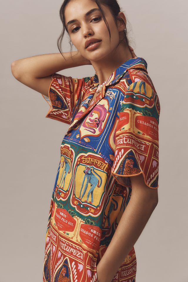 Farm Rio x Anthropologie Scalloped Shirt Dress #3